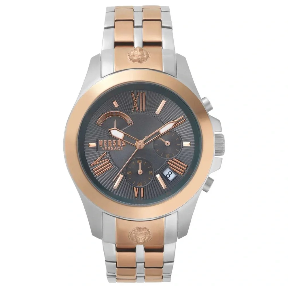 Ship same day- Authentic VERSUS Versace Men's Gray Dial Stainless Steel Bracelet